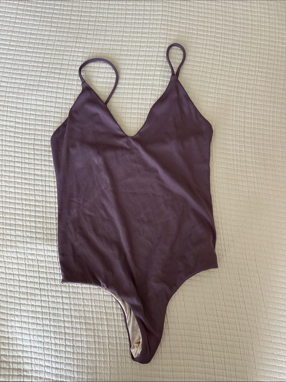 MAI Plum Ribbed V-Neck Swimsuit